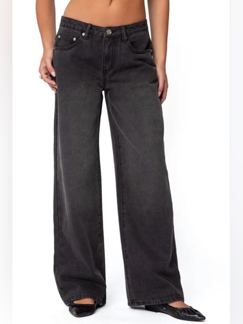 Edikted Raelynn washed Boyfriend Jeans Wide Leg Jeans size xs